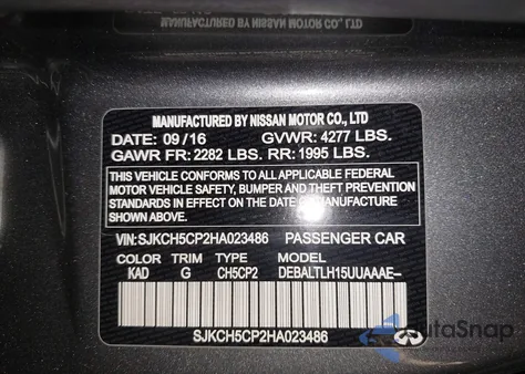 2017 Infiniti Qx30 Sport from USA, damaged, VIN SJKCH5CP2HA023486